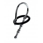 Серебристый уретральный плаг-бусины TOYFA Metal с мягким фиксириющим кольцом - ToyFa - купить с доставкой в Нижнем Тагиле