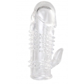 Прозрачная гелевая насадка с шипами и клиторальным отростком - 13 см. - Toyfa Basic - в Нижнем Тагиле купить с доставкой