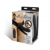Полый страпон с двумя отростками и вибрацией Unisex Vibrating Hollow Strap-On Double Penetrating Dildo - 17,8 см. - Lux Fetish - купить с доставкой в Нижнем Тагиле