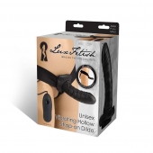Чёрный полый страпон с вибрацией Unisex Vibrating Hollow Strap-On - 14 см. - Lux Fetish - купить с доставкой в Нижнем Тагиле