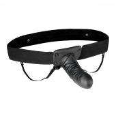 Чёрный полый страпон с вибрацией Unisex Vibrating Hollow Strap-On - 14 см. - Lux Fetish - купить с доставкой в Нижнем Тагиле