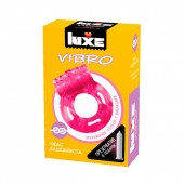 Розовое эрекционное виброкольцо Luxe VIBRO  Ужас Альпиниста  + презерватив - Luxe - в Нижнем Тагиле купить с доставкой