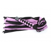 Черно-розовая плеть из замши - 58 см. - БДСМ Арсенал - купить с доставкой в Нижнем Тагиле