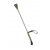 Черно-золотистый стек с хлопушкой из кожи - 62 см. - Sitabella - купить с доставкой в Нижнем Тагиле