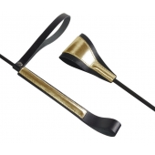 Черно-золотистый стек с хлопушкой из кожи - 62 см. - Sitabella - купить с доставкой в Нижнем Тагиле