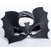 Черная кожаная маска на глаза  Летучая мышь - Sitabella - купить с доставкой в Нижнем Тагиле