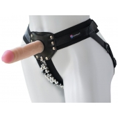 Черный пояс-трусики с насадкой  Гламур Dana  - 15,5 см. - LOVETOY (А-Полимер) - купить с доставкой в Нижнем Тагиле