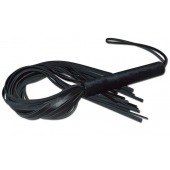 Чёрная кожаная плеть с жесткой ручкой - 63 см. - Sitabella - купить с доставкой в Нижнем Тагиле