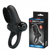 Черное эрекционное виброкольцо в клиторальной щеточкой Vibrant Penis Ring II - Baile - в Нижнем Тагиле купить с доставкой