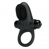 Черное эрекционное виброкольцо в клиторальной щеточкой Vibrant Penis Ring II - Baile - в Нижнем Тагиле купить с доставкой