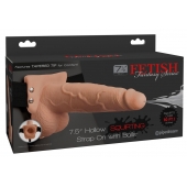 Телесный полый страпон с имитацией эякуляции 7.5  Hollow Squirting Strap-On with Balls Flesh - 21,6 см. - Pipedream - купить с доставкой в Нижнем Тагиле