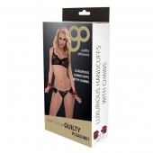 Красно-чёрные наручники на металлической цепочке - Blush Novelties - купить с доставкой в Нижнем Тагиле