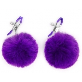 Зажимы для сосков с фиолетовым пушком - Notabu - купить с доставкой в Нижнем Тагиле