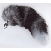 Серебристая анальная пробка с пушистым хвостом - Sitabella - купить с доставкой в Нижнем Тагиле