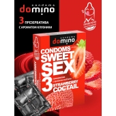 Презервативы для орального секса DOMINO Sweet Sex с ароматом клубничного коктейля  - 3 шт. - Domino - купить с доставкой в Нижнем Тагиле