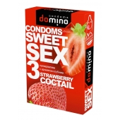 Презервативы для орального секса DOMINO Sweet Sex с ароматом клубничного коктейля  - 3 шт. - Domino - купить с доставкой в Нижнем Тагиле