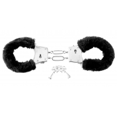 Меховые чёрные наручники Beginner s Furry Cuffs - Pipedream - купить с доставкой в Нижнем Тагиле