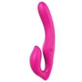Ярко-розовый безремневой страпон REMOTE DOUBLE DIPPER - 22 см. - Dream Toys - купить с доставкой в Нижнем Тагиле