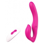 Ярко-розовый безремневой страпон REMOTE DOUBLE DIPPER - 22 см. - Dream Toys - купить с доставкой в Нижнем Тагиле