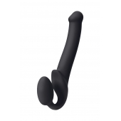 Черный безремневой страпон Silicone Bendable Strap-On M - Strap-on-me - купить с доставкой в Нижнем Тагиле