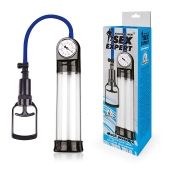 Прозрачная вакуумная помпа Sex Expert с манометром - Sex Expert - в Нижнем Тагиле купить с доставкой
