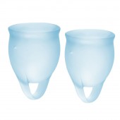 Набор голубых менструальных чаш Feel confident Menstrual Cup - Satisfyer - купить с доставкой в Нижнем Тагиле