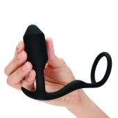 Черное эрекционное кольцо с анальным плагом Snug   Tug - b-Vibe - в Нижнем Тагиле купить с доставкой