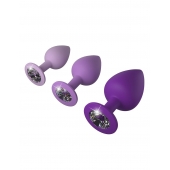 Набор из 3 фиолетовых анальных пробок со стразами Little Gems Trainer Set - Pipedream - купить с доставкой в Нижнем Тагиле