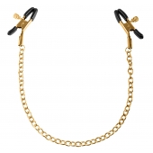 Чёрные с золотом зажимы на соски Gold Chain Nipple Clamps - Pipedream - купить с доставкой в Нижнем Тагиле