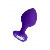 Фиолетовая анальная втулка Diamond Heart с прозрачным кристаллом - 8 см. - ToyFa - купить с доставкой в Нижнем Тагиле