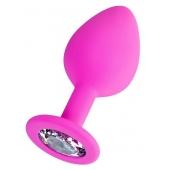 Розовая анальная втулка Brilliant с прозрачным кристаллом - 8 см. - ToyFa - купить с доставкой в Нижнем Тагиле