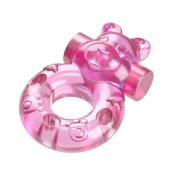 Розовое эрекционное виброкольцо на пенис Pink Bear - Baile - в Нижнем Тагиле купить с доставкой