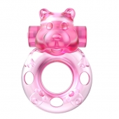 Розовое эрекционное виброкольцо на пенис Pink Bear - Baile - в Нижнем Тагиле купить с доставкой
