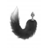 Серебристая анальная пробка с черным хвостом Galaxy - Lola Games - купить с доставкой в Нижнем Тагиле