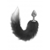 Серебристая анальная пробка с черным хвостом Starlit - Lola Games - купить с доставкой в Нижнем Тагиле