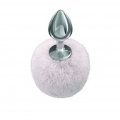 Серебристая анальная пробка с белым пушистым хвостиком Twinkle - Lola Games - купить с доставкой в Нижнем Тагиле