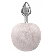 Серебристая анальная пробка с белым пушистым хвостиком Twinkle - Lola Games - купить с доставкой в Нижнем Тагиле