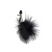 Зажимы на соски с черным пухом Euphoric - Lola Games - купить с доставкой в Нижнем Тагиле