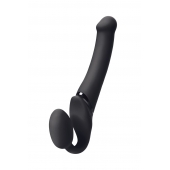 Черный безремневой вибрострапон Silicone Bendable Strap-On M - Strap-on-me - купить с доставкой в Нижнем Тагиле