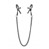 Черные зажимы на соски на цепочке BLAZE DELUXE NIPPLE CLAMPS - Dream Toys - купить с доставкой в Нижнем Тагиле