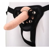 Телесный страпон на черных трусиках STRAP ON REAL DILDO - 20 см. - Dream Toys - купить с доставкой в Нижнем Тагиле