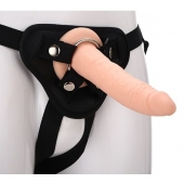 Телесный страпон на черных трусиках STRAP ON REAL DILDO - 20 см. - Dream Toys - купить с доставкой в Нижнем Тагиле