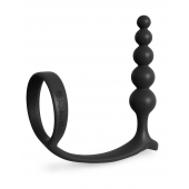 Черная анальная цепочка с эрекционным кольцом Ass-gasm Cockring Anal Beads - Pipedream - в Нижнем Тагиле купить с доставкой