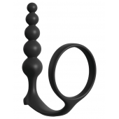 Черная анальная цепочка с эрекционным кольцом Ass-gasm Cockring Anal Beads - Pipedream - в Нижнем Тагиле купить с доставкой