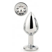 Серебристая анальная втулка с прозрачным кристаллом - 7,1 см. - Dream Toys - купить с доставкой в Нижнем Тагиле