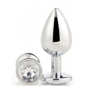 Серебристая анальная втулка с прозрачным кристаллом - 7,1 см. - Dream Toys - купить с доставкой в Нижнем Тагиле