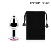 Серебристая анальная пробка с малиновым кристаллом - 7,2 см. - Anal Jewelry Plug - купить с доставкой в Нижнем Тагиле