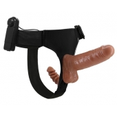 Страпон с вагинальной пробкой и вибрацией Ultra Passionate Harness - 16 см. - Baile - купить с доставкой в Нижнем Тагиле