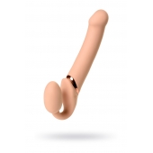 Телесный безремневой вибрострапон Vibrating Bendable Strap-On L - Strap-on-me - купить с доставкой в Нижнем Тагиле
