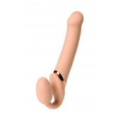 Телесный безремневой вибрострапон Vibrating Bendable Strap-On L - Strap-on-me - купить с доставкой в Нижнем Тагиле